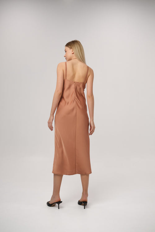 SILKY SLIP MIDI DRESS