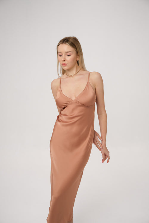 SILKY SLIP MIDI DRESS