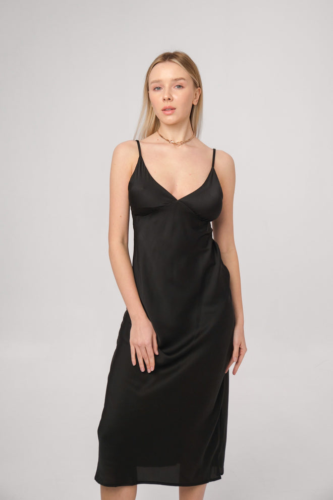 SILKY SLIP MIDI DRESS