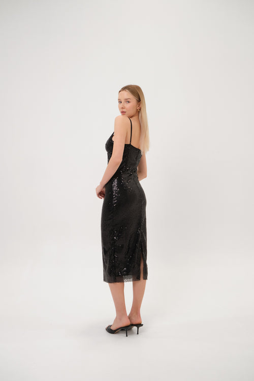 SEQUIN CAMI MIDI DRESS