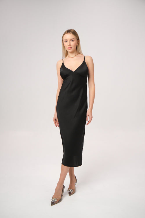 SILKY SLIP MIDI DRESS